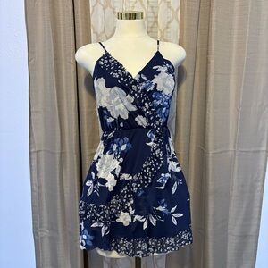 Floral Navy Blue Wrap Dress, size XS